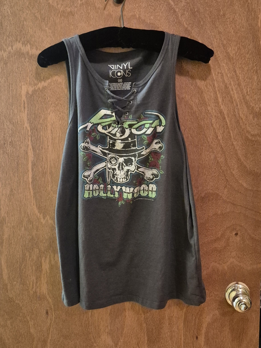 Vinyl Icons "Poison" Lace-Up Graphic Tank with Skull Graphic